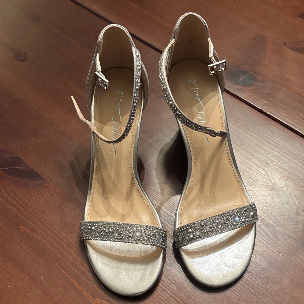 Betsey Johnson Silver Rhinestone Heels